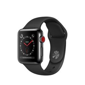Apple Watch Series 3 (38mm) (GPS + Cellular) - Space Black Stainless Steel - Black Sport Band