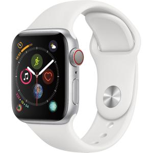 Apple Watch (Series 4) 40 mm (GPS + Cellular) - Aluminum Silver - White Sport Band