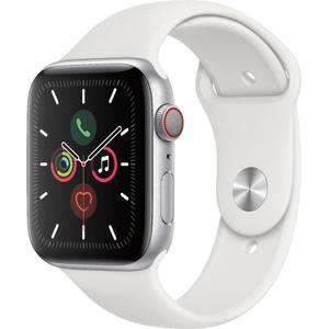 Apple Watch - Series 5 - 40mm - Cellular - Stainless Steel/White Sport Band
