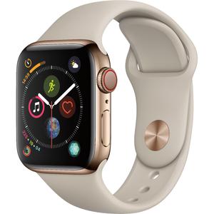 Apple Watch - Series 4 - 40mm - Cellular - Gold Stainless Steel - Stone Sport Band
