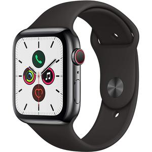 Apple Watch Series 5 44mm - Stainless Steel - Space Black - Black Sport Band