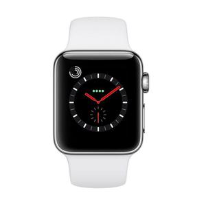 Apple Watch Series 3 42mm (GPS + Cellular) Stainless Steel Case - Soft White Sport Band